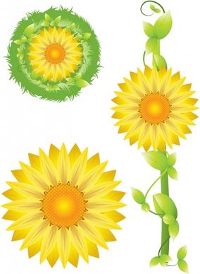 sunflower icons bright colorful modern design