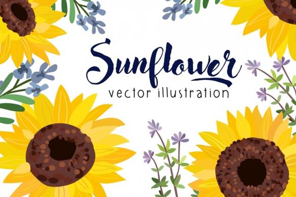 sunflowers background multicolored handdrawn decor