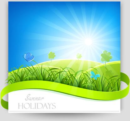 sunlight with nature banners vector
