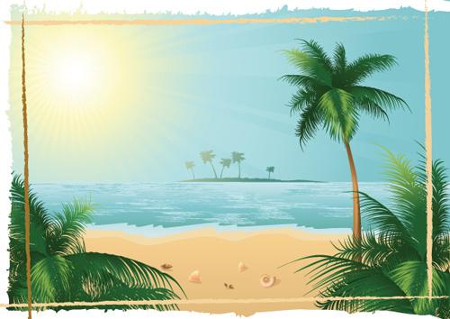 sunny beach design vector background