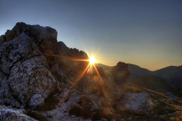 sunrise above the rocks at rocky mountains national park colorado