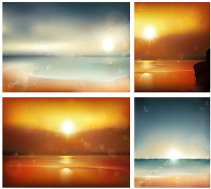 sunrise at sea background vector graphics