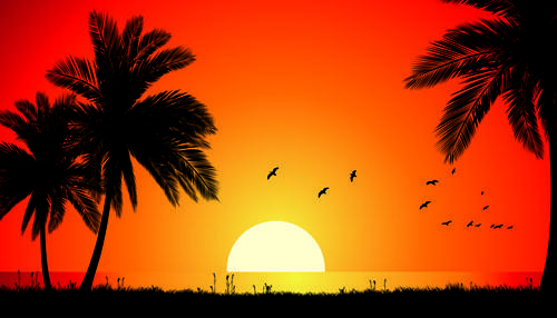 sunset landscapes beautiful vector background