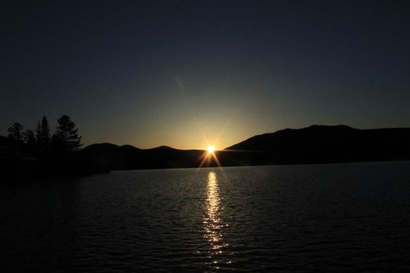 sunset over lake placid in the adirondack mountains new york