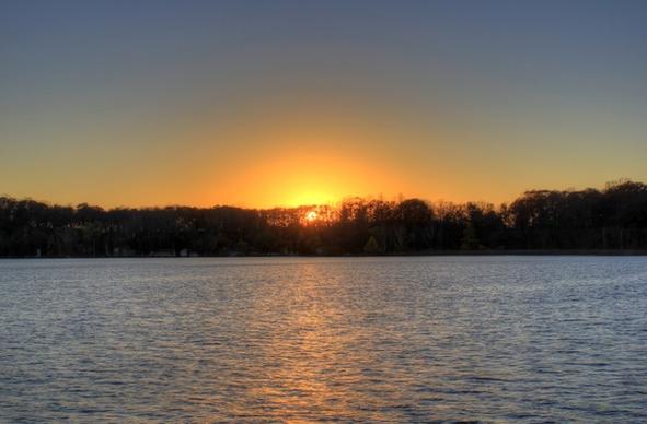 sunset over the lake at kettle moraine north wisconsin