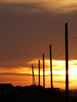 sunset power poles abendstimmung