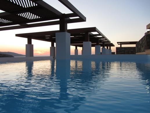 sunset swimming pool hotel