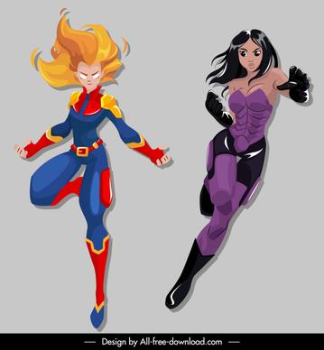 super hero icons modern costumes cartoon characters