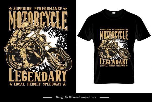 superior performance motorcycle legendary typographic tshirt template dynamic retro biker sketch