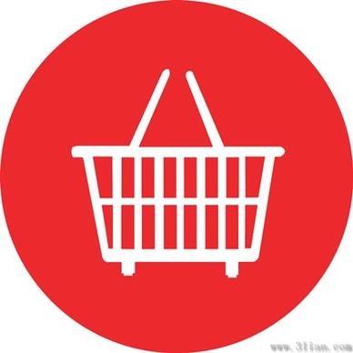 supermarket basket icon vector red background