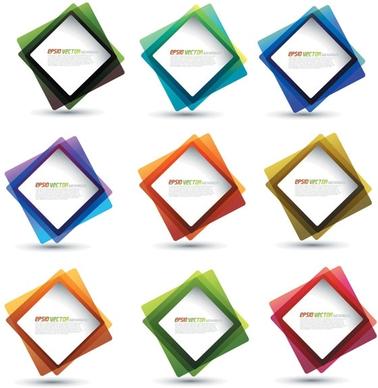 square frames collection colorful design overlapping style