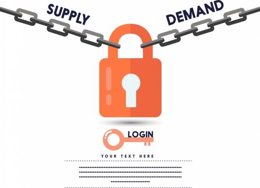 supply demand solution concept locking key chain icons
