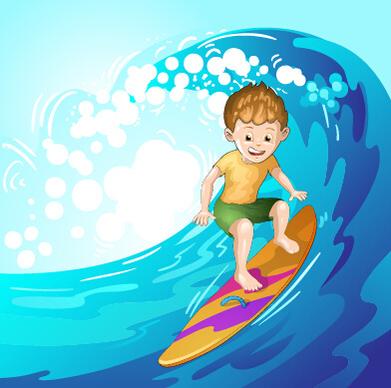 surfing child vector graphics