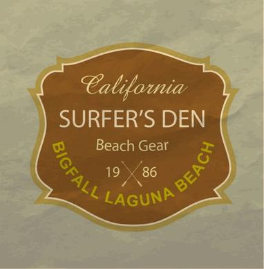 surfing club logo classical brown design texts decor