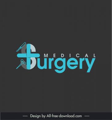 surgery medical logo template flat stylized texts clinic objects sketch