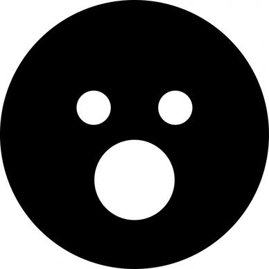 surprise emoticon black white flat symmetric circle outline