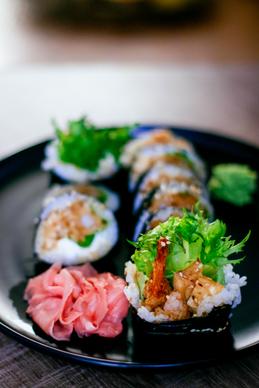 sushi cuisine picture blurred closeup elegance 