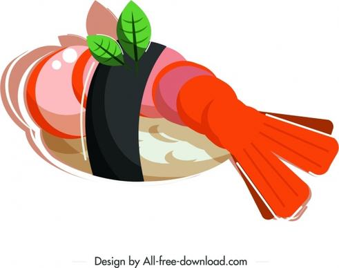 sushi meal icon shrimp decor colored classical 3d