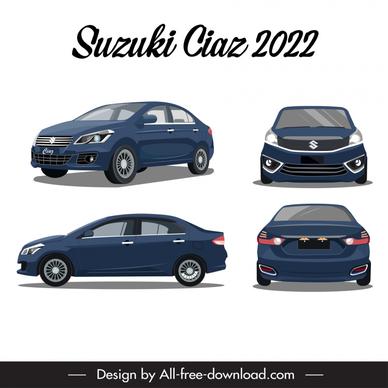 suzuki ciaz 2022 car models templates different views sketch modern design 