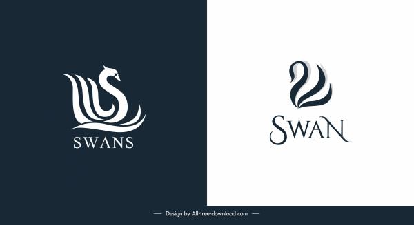 swan logo templates dark bright flat sketch