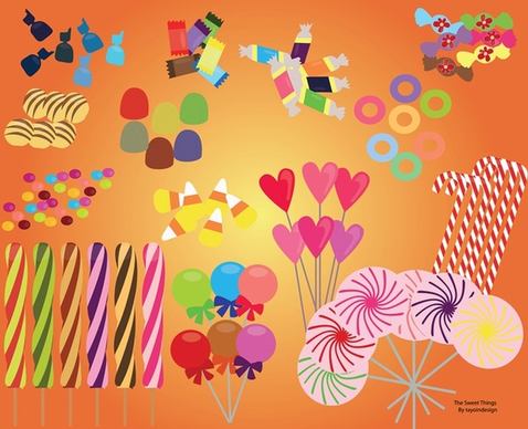 sweet candy set food vector