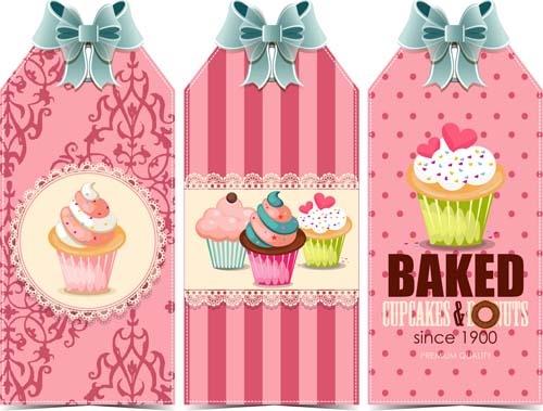 sweet cupcake with ribbon bow vector