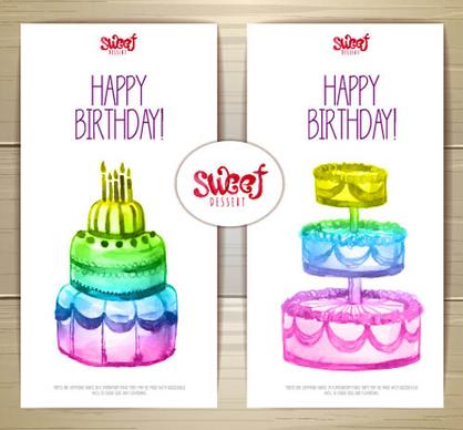 sweet dessert happy birthday cards vectors