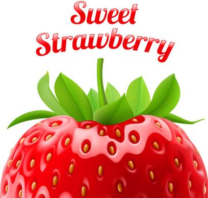 sweet strawberries design vector set