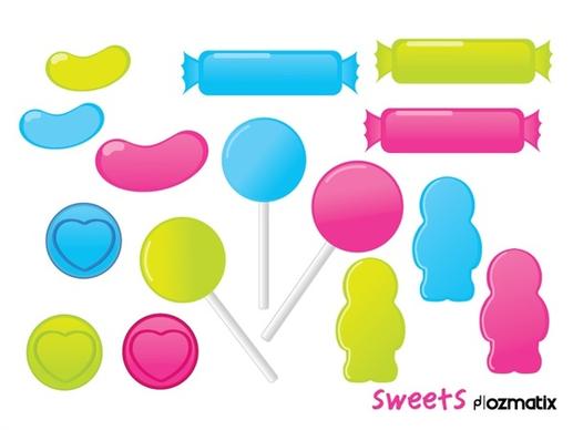 sweet candies vector design with various shapes