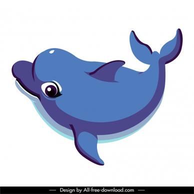 swimming dolphin icon motion sketch cute cartoon design