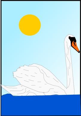 Swimming Swan clip art