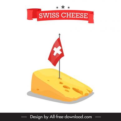 switzerland advertising banner 3d cheese flag sketch 