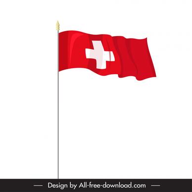 switzerland flag pole icon dynamic waving sketch