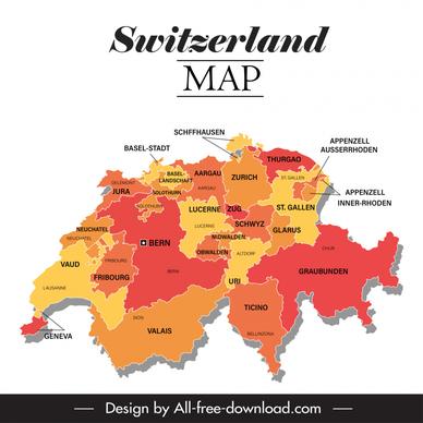 switzerland map template flat modern design 