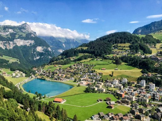 switzerland scenery picture peaceful mountain valley town 