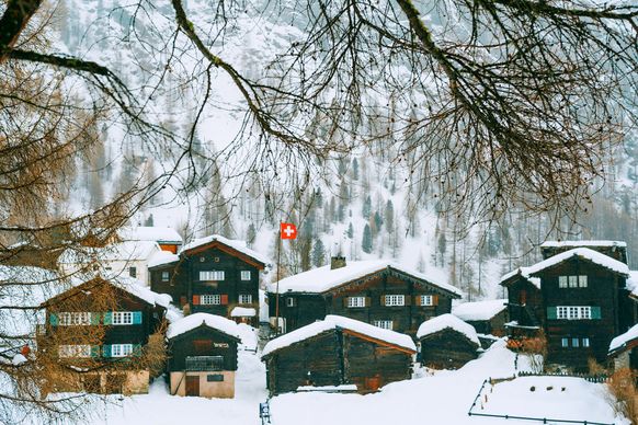 switzerland scenery picture peaceful snowy village 