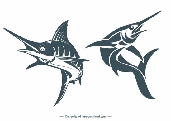 swordfish icons classic handdrawn sketch motion design