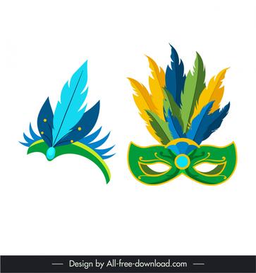 symbol brazil icon feather masks sketch 