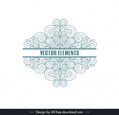 symmetric curves design elements green classical seamless outline