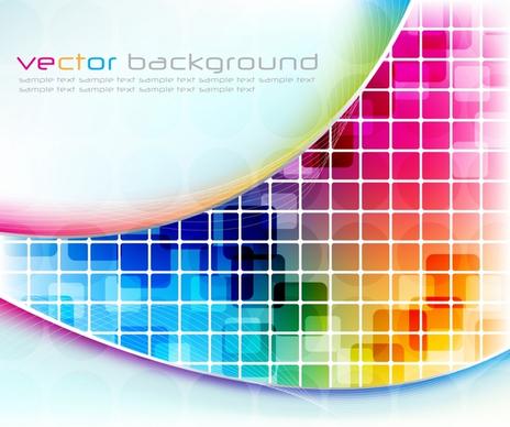 decorative background shiny colorful modern bright squares curves