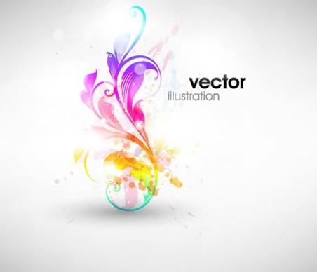 floral background colorful shining curves decor