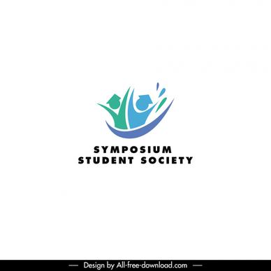 symposium student society logo template dynamic curves graduated icons design