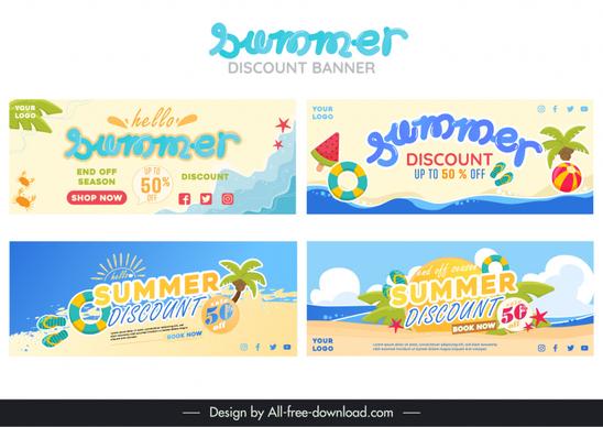 synthetic summer discount banners templates elegant bright beach elements