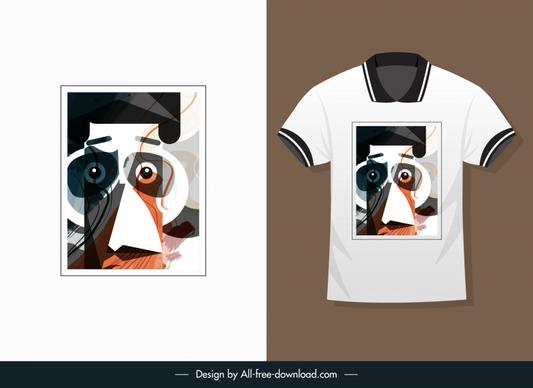t shirt template abstract design man face sketch