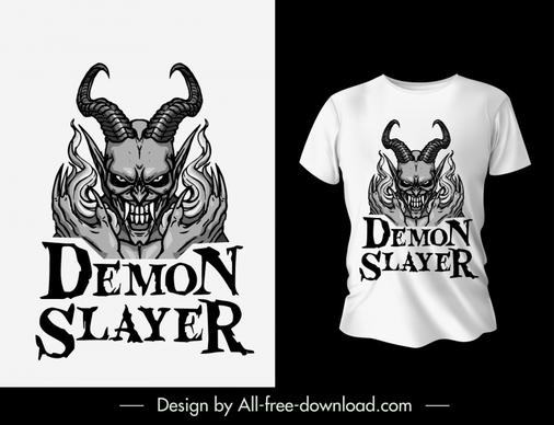 t shirt template black white handdrawn demon slayer