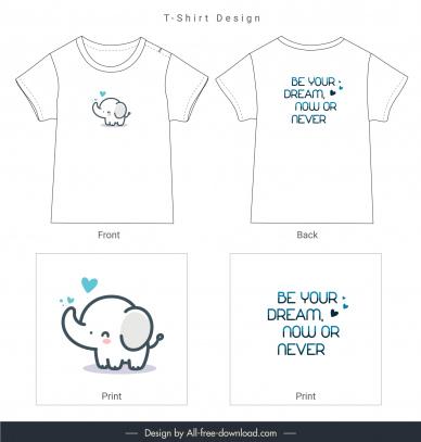   t shirt template cute flat handdrawn elephant calf