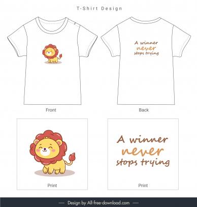   t shirt template cute handdrawn cartoon lion