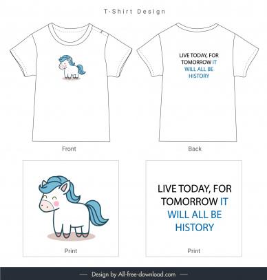   t shirt template cute handdrawn horse