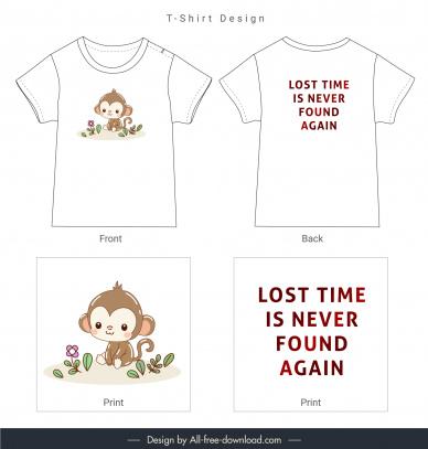 t shirt template cute monkey cartoon