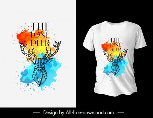 t shirt the lone deer template grunge lowpoly